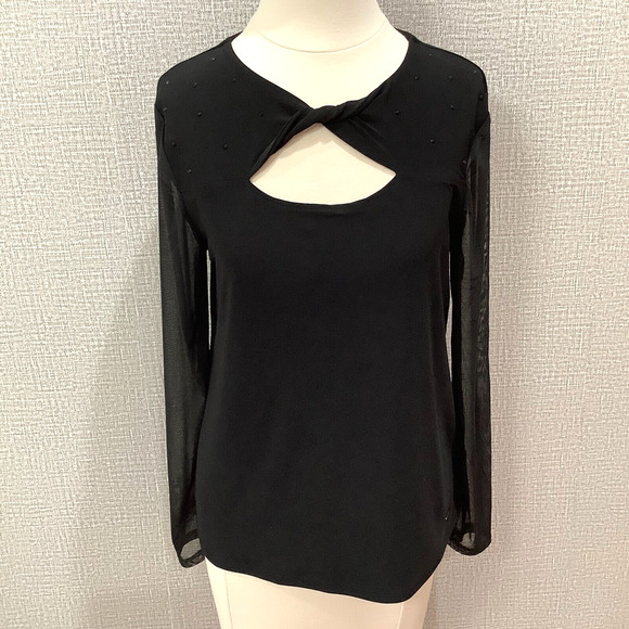 NINE WEST Women's Keyhole Crystal Elegant Top Long Sleeves sz M NWT - Picture 1 of 6